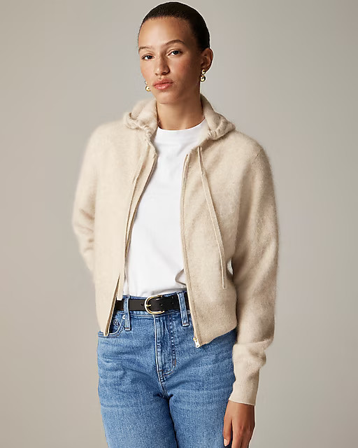 Brushed cashmere zip-up sweatshirt | J. Crew US