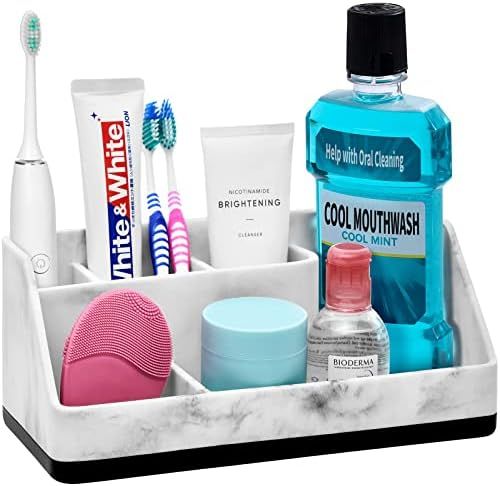 VITVITI Toothbrush Holder for Bathroom, Bathroom Organizer Countertop, Bathroom Accessories with 5 C | Amazon (US)