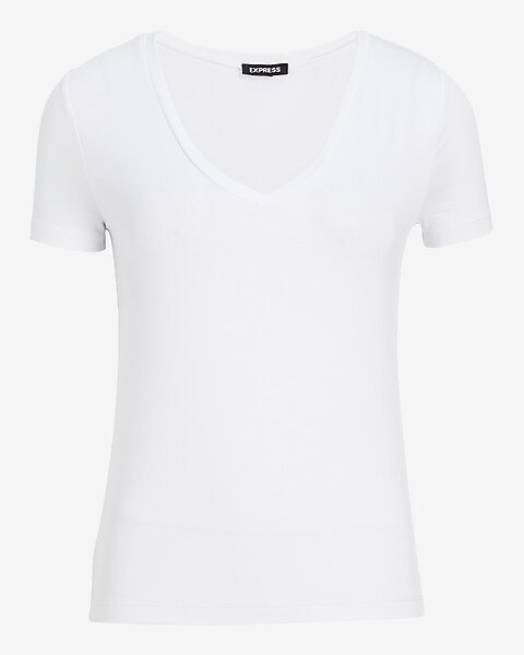 Supersoft Fitted V-Neck Double Layer Tee | Express