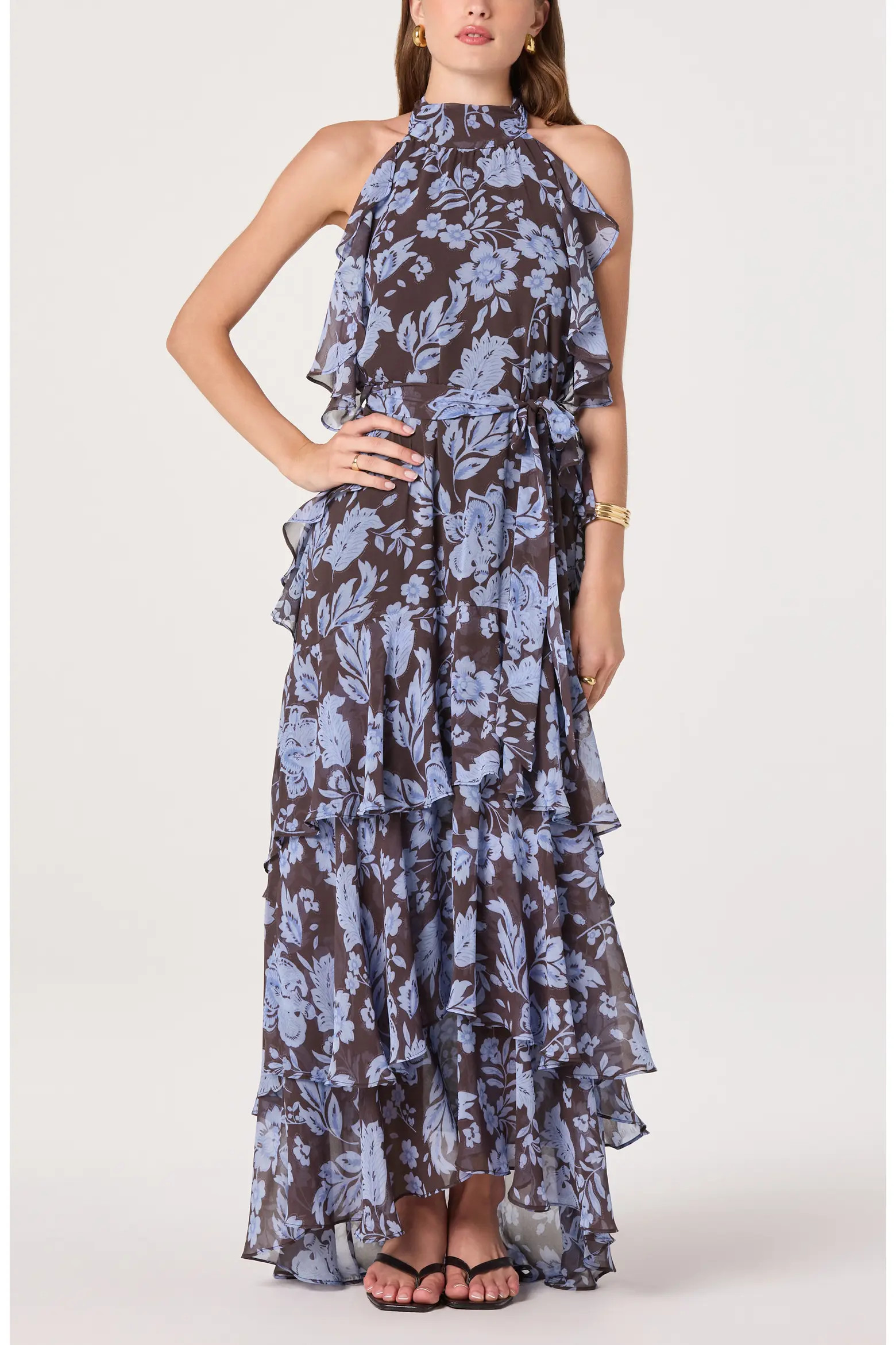 Floral Ruffle High Neck Maxi Dress (Women) | Nordstrom | Nordstrom