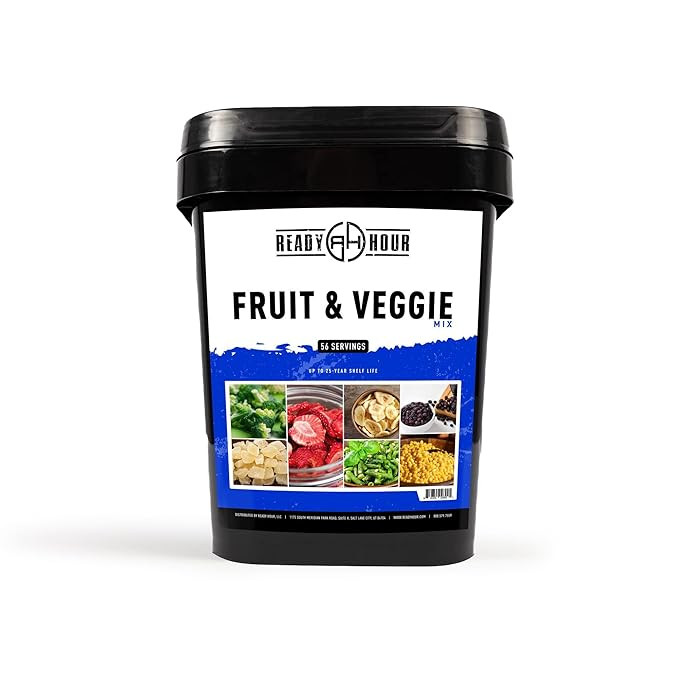 Ready Hour, Fruit & Veggie Mix, Non-Perishable Freeze-Dried Food, 30-Year Shelf Life, Portable Em... | Amazon (US)