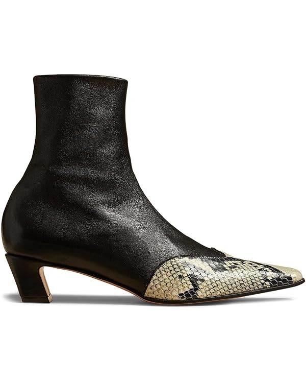 Ankle Boots for Women Square Toe Chunky Low Heel Ankle Booties Pull on Snakeskin Boots Women | Amazon (US)