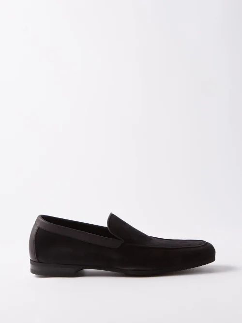 John Lobb - Tyne Suede Loafers - Mens - Black | Matches (US)