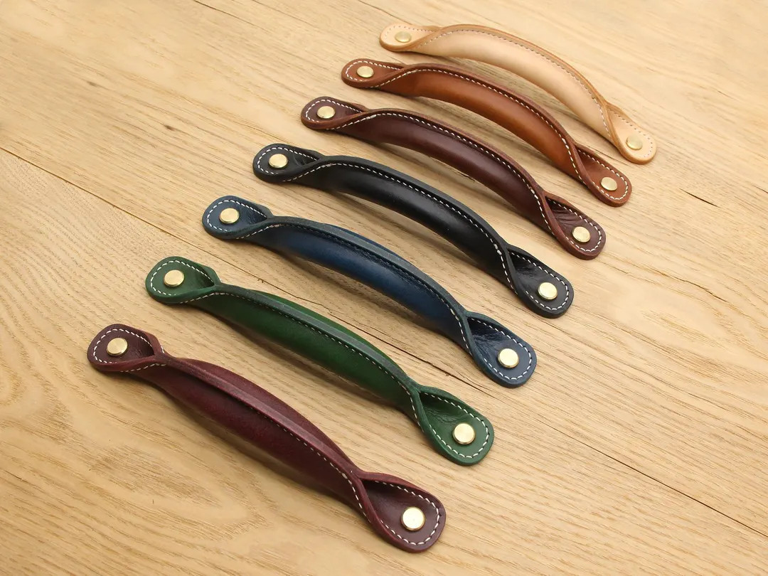 Leather door handle,Furniture door handle,Leather drawer pull,Handles for kitchen cabinet,Leather... | Etsy (US)