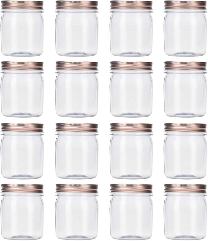 novelinks 8 Ounce Clear Plastic Jars with Rose Gold Lids - Refillable Round Clear Containers Clea... | Amazon (US)