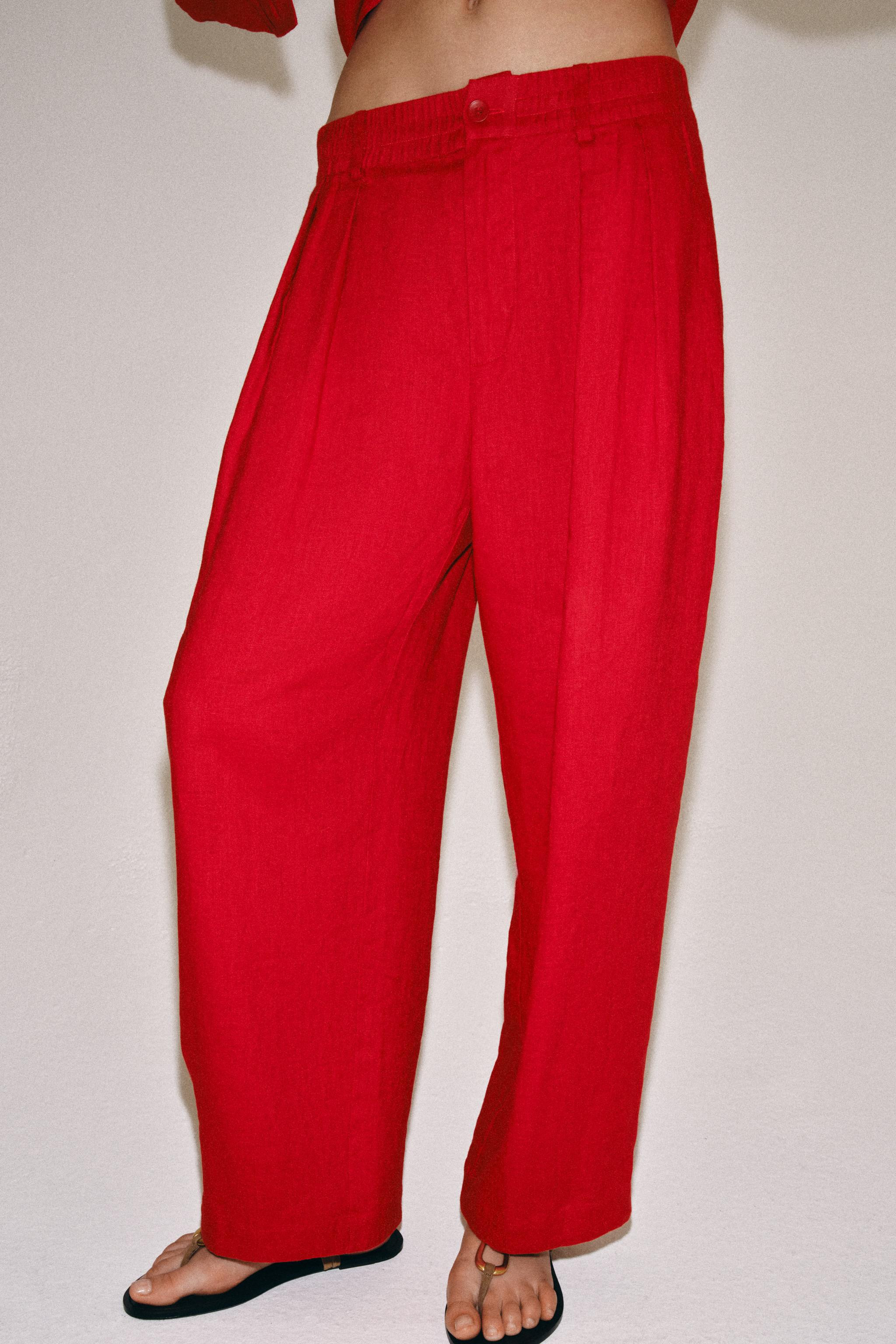 100% LINEN PLEATED PANTS ZW COLLECTION | Zara US