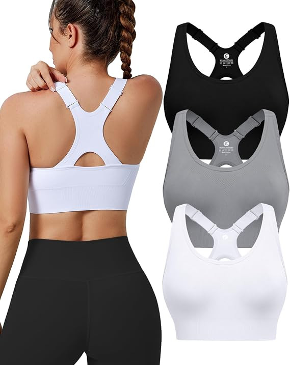 Evercute High Impact Sports Bras for Women 3/4/5 Pack, Adjustable Straps Padded Supportive Seamle... | Amazon (US)