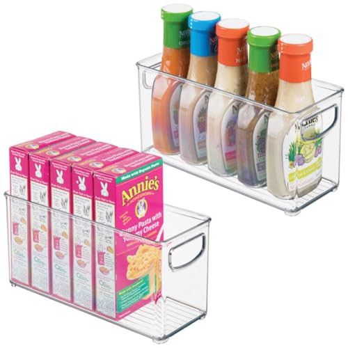 iDesign Plastic Stackable Pantry Bin - Storage Bin with Handles for Cabinets or Fridge - Set of 2 - Clear | Amazon (US)