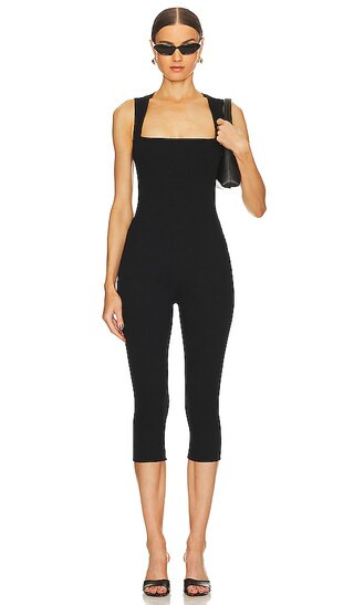 Bell Pedal Pusher Jumpsuit in Black | Revolve Clothing (Global)