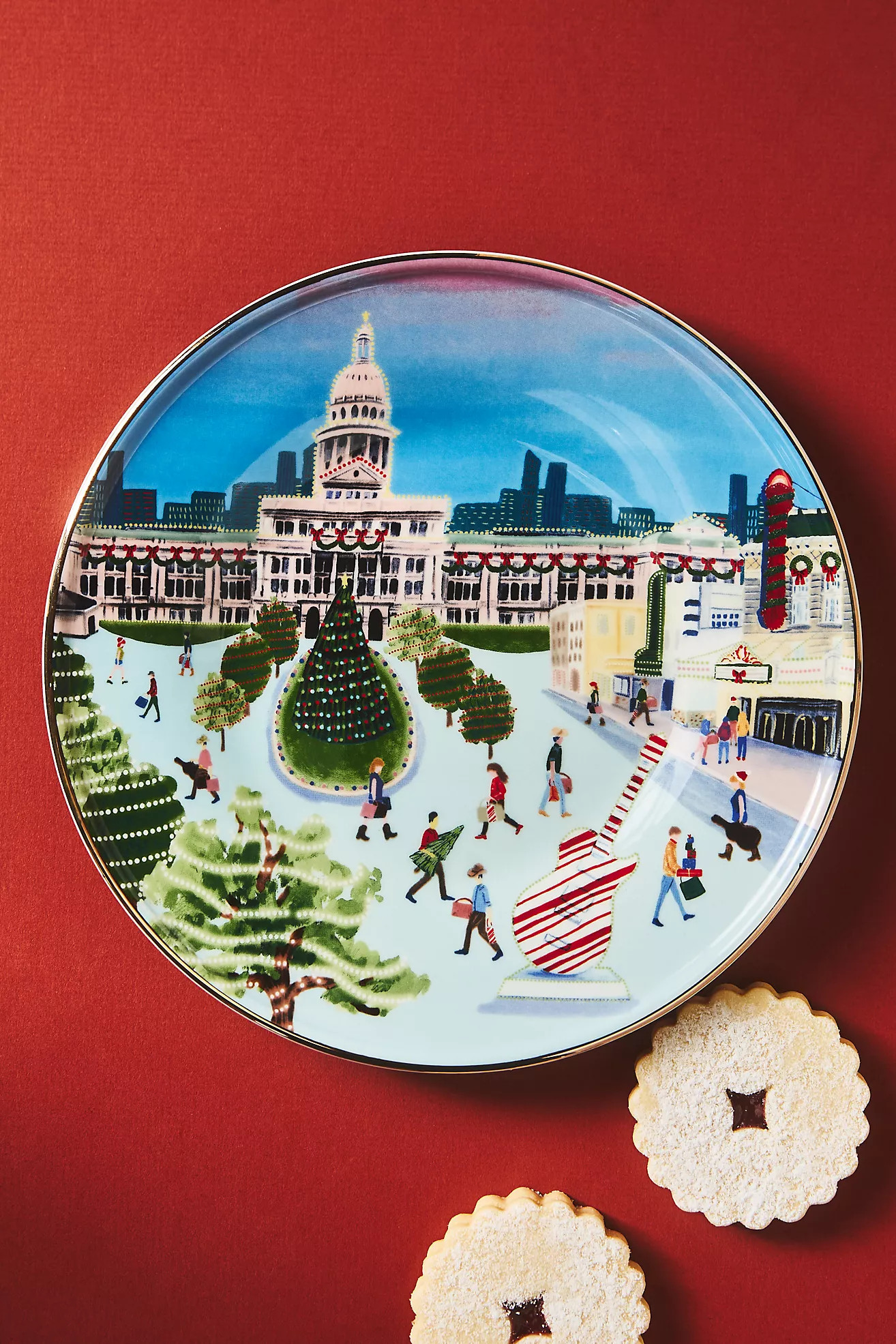 Holiday in the City Stoneware Dessert Plate | Anthropologie (US)