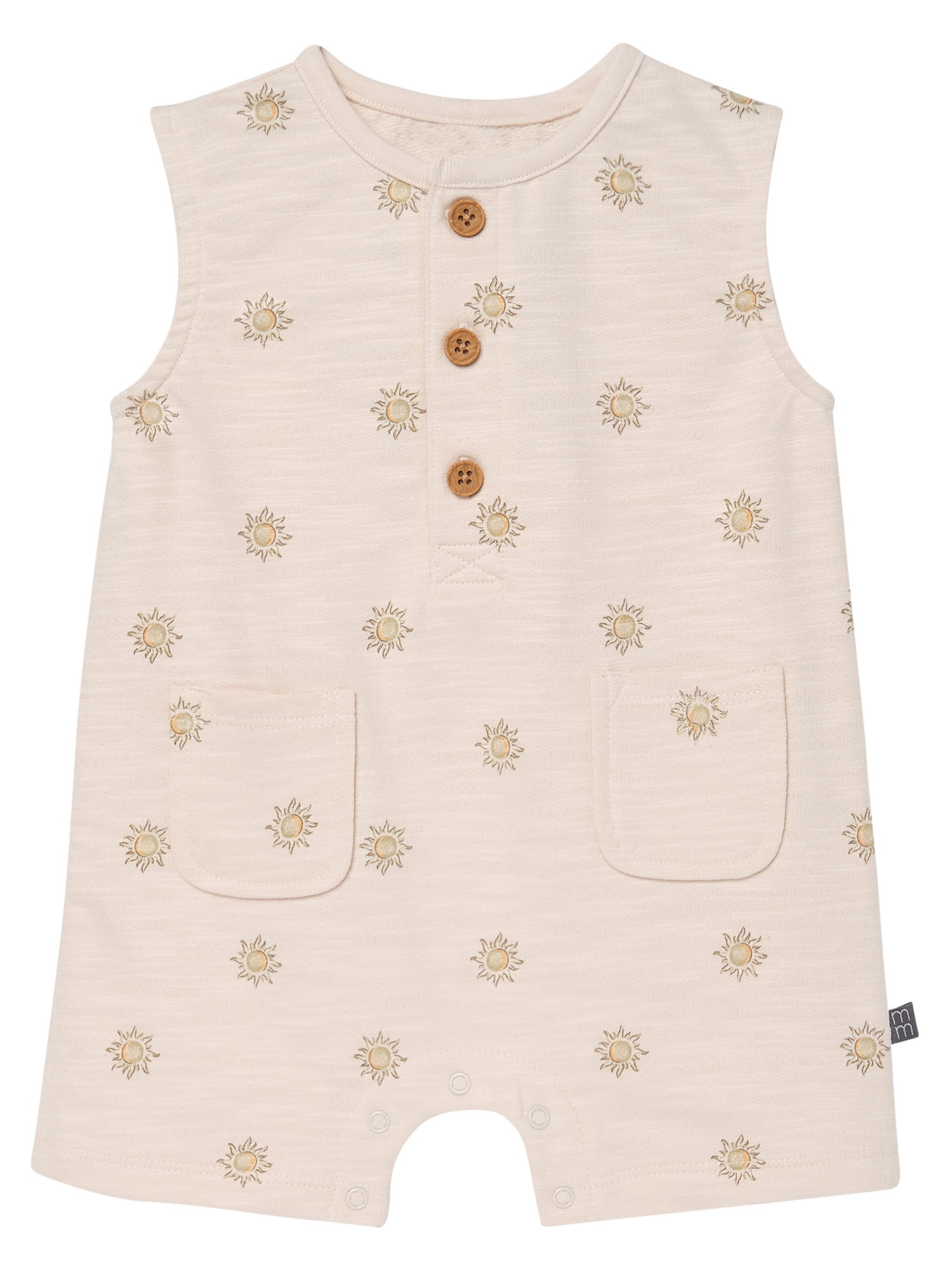 Modern Moments by Gerber Baby Boy Sleeveless Slouch Henley Romper with Pockets, Sizes 0/3 Months ... | Walmart (US)