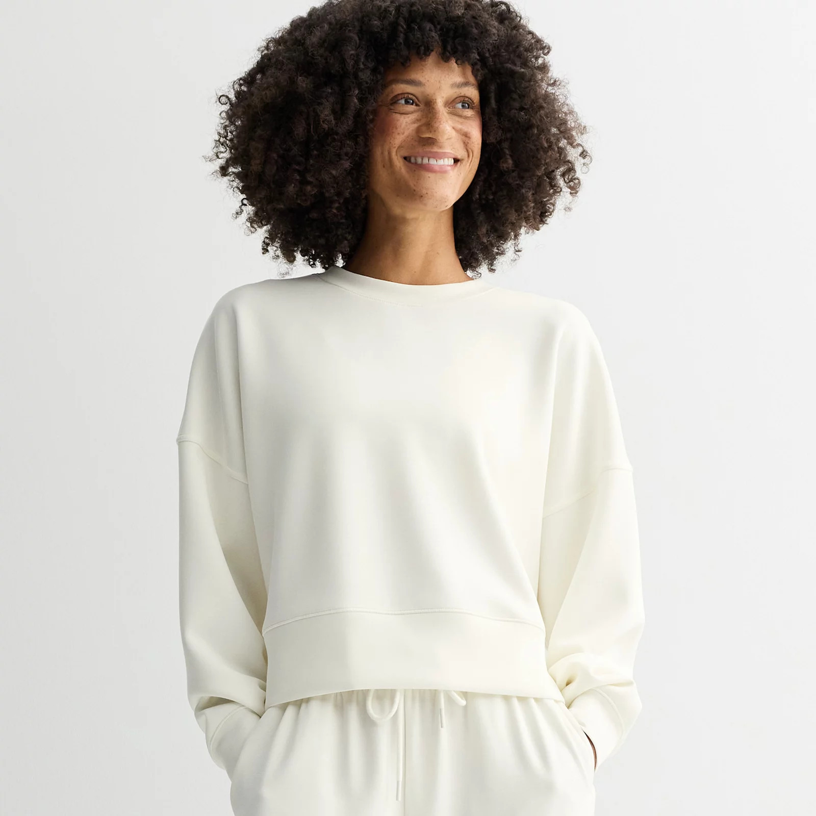 Women's FLX Solace Crewneck Pullover, Size: XS, Ivory Lime | Kohl's