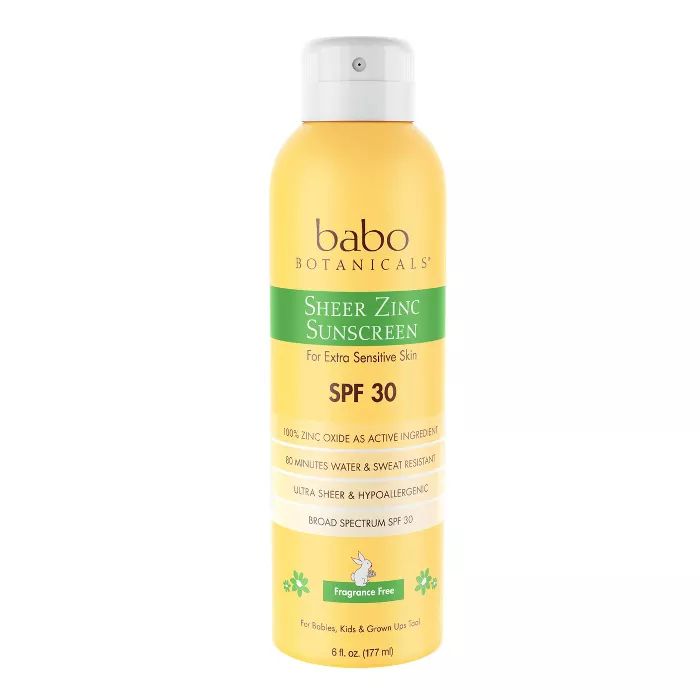 Babo Botanicals Sheer Zinc Sunscreen Spray Fragrance - SPF 30 - 6.0oz | Target