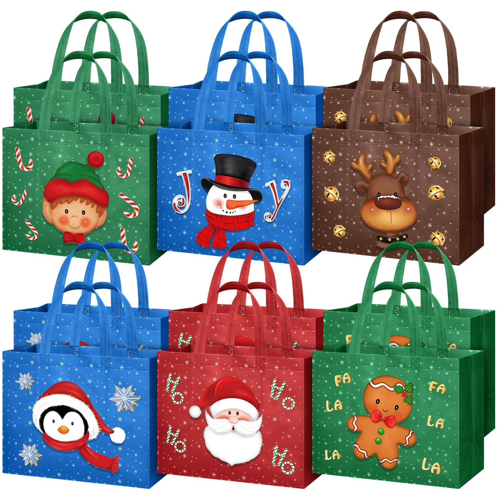 Clysee 12 Pcs Christmas Gift Bags with Handles 12.6 x 9.8 x 6.7 Inch Large Non-Woven Tote Bags Ch... | Amazon (US)