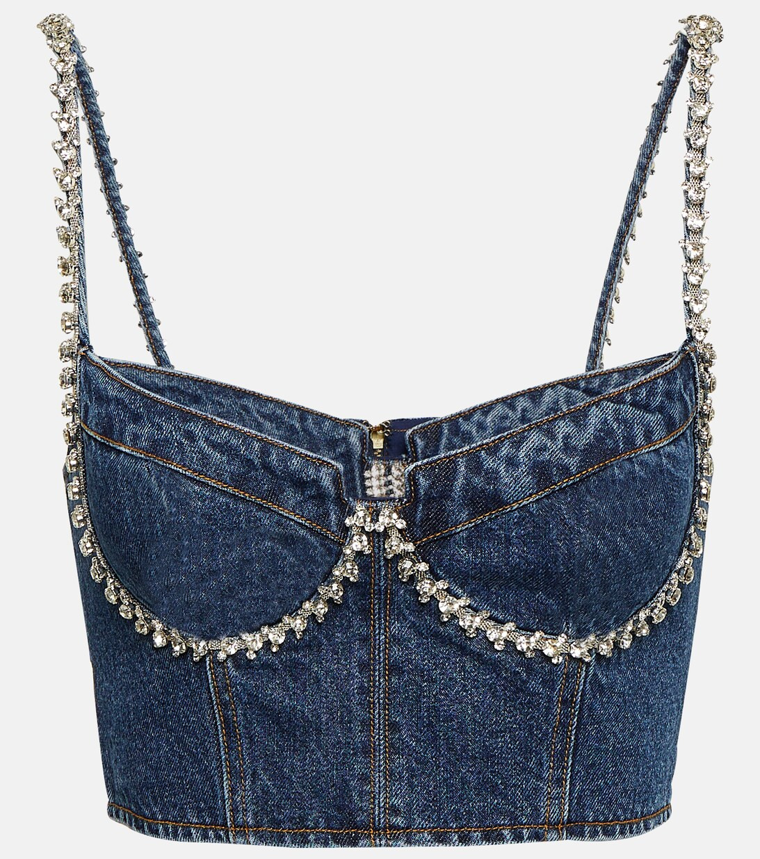 Embellished cropped denim bustier | Mytheresa (UK)