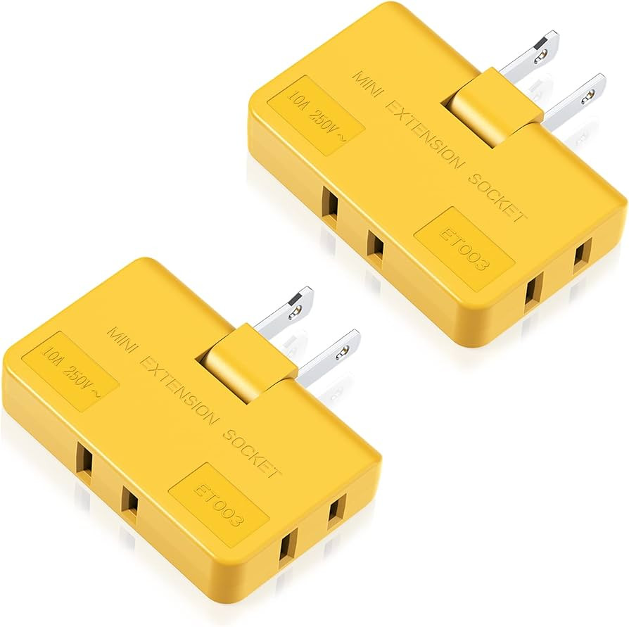 3 Way Flat Plug Adapter-2 Prong Swivel Indoor Mini Wall Tap Power Outlet Extender, Rotating Wall ... | Amazon (US)