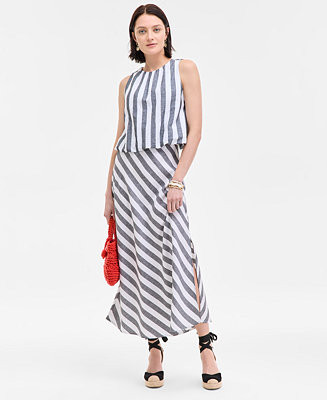On 34th Women's Cropped Bubble-Hem Tank, Striped Maxi Skirt & Melindaa Espadrille Wedge Sandals, ... | Macy's