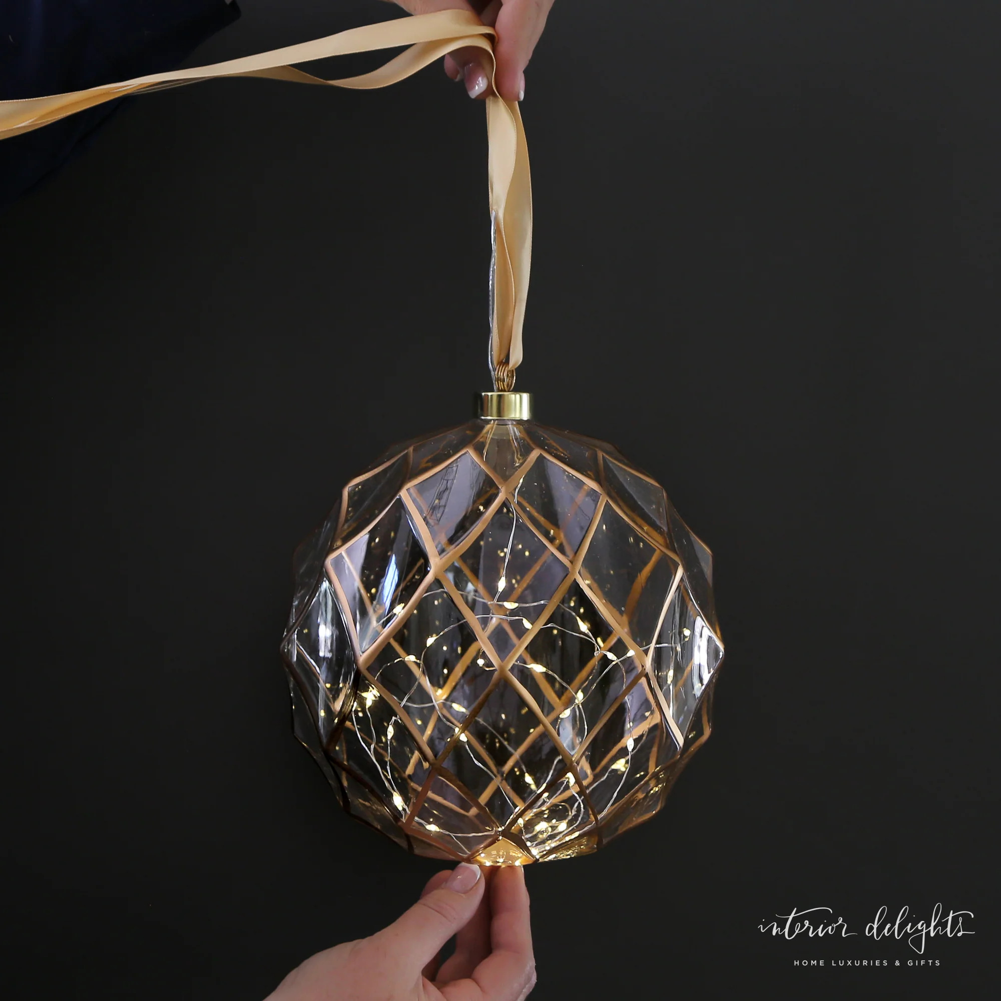 Round: Etched Glass LED Ornament with Remote | Interior Delights