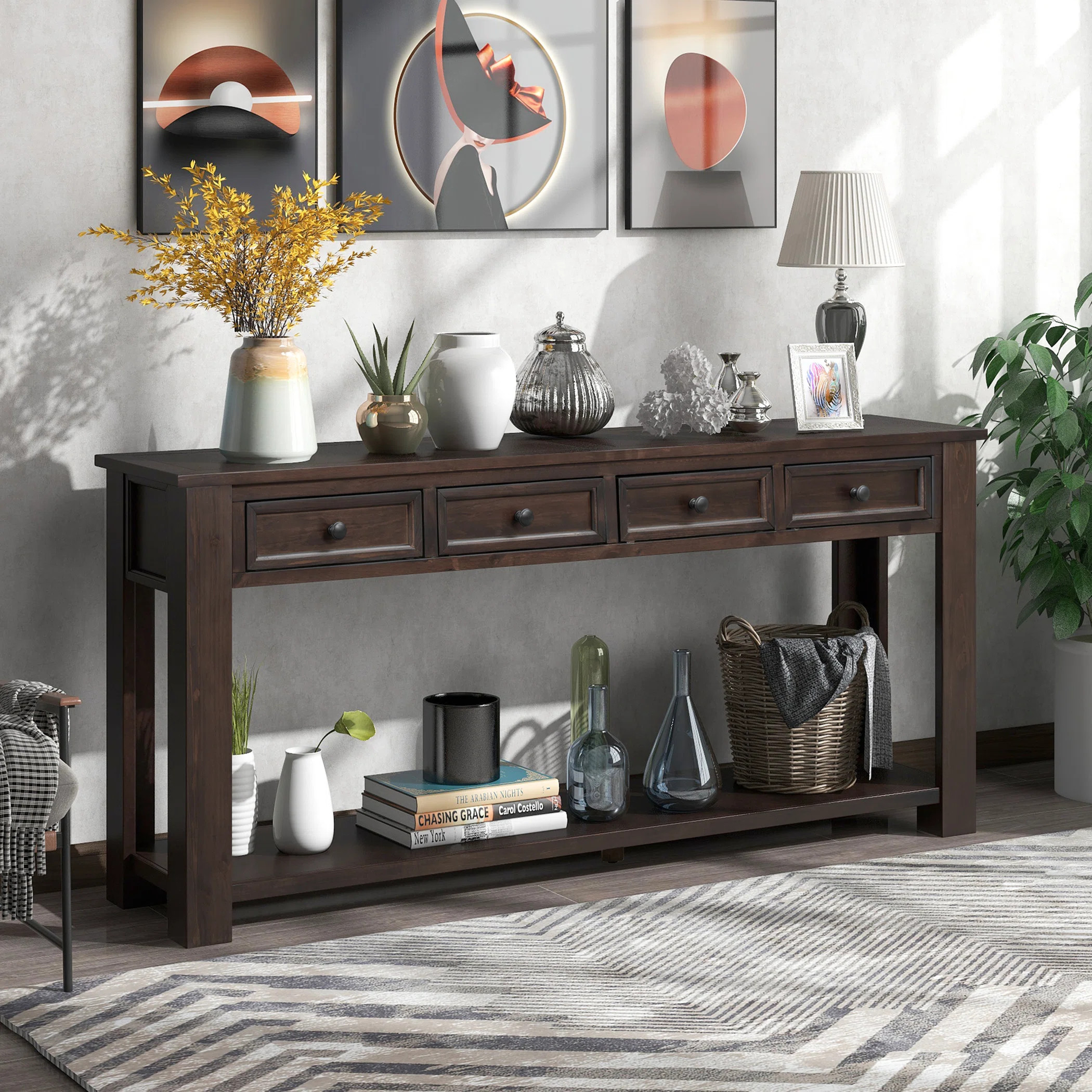 Hagberg Console Table Sofa Table with Storage Drawers and Bottom Shelf for Entryway Hallway,Entry... | Wayfair North America