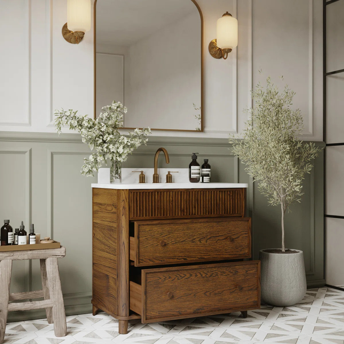 36" Kennedy Bathroom Vanity with Statuario Quartz Countertop | Wayfair North America