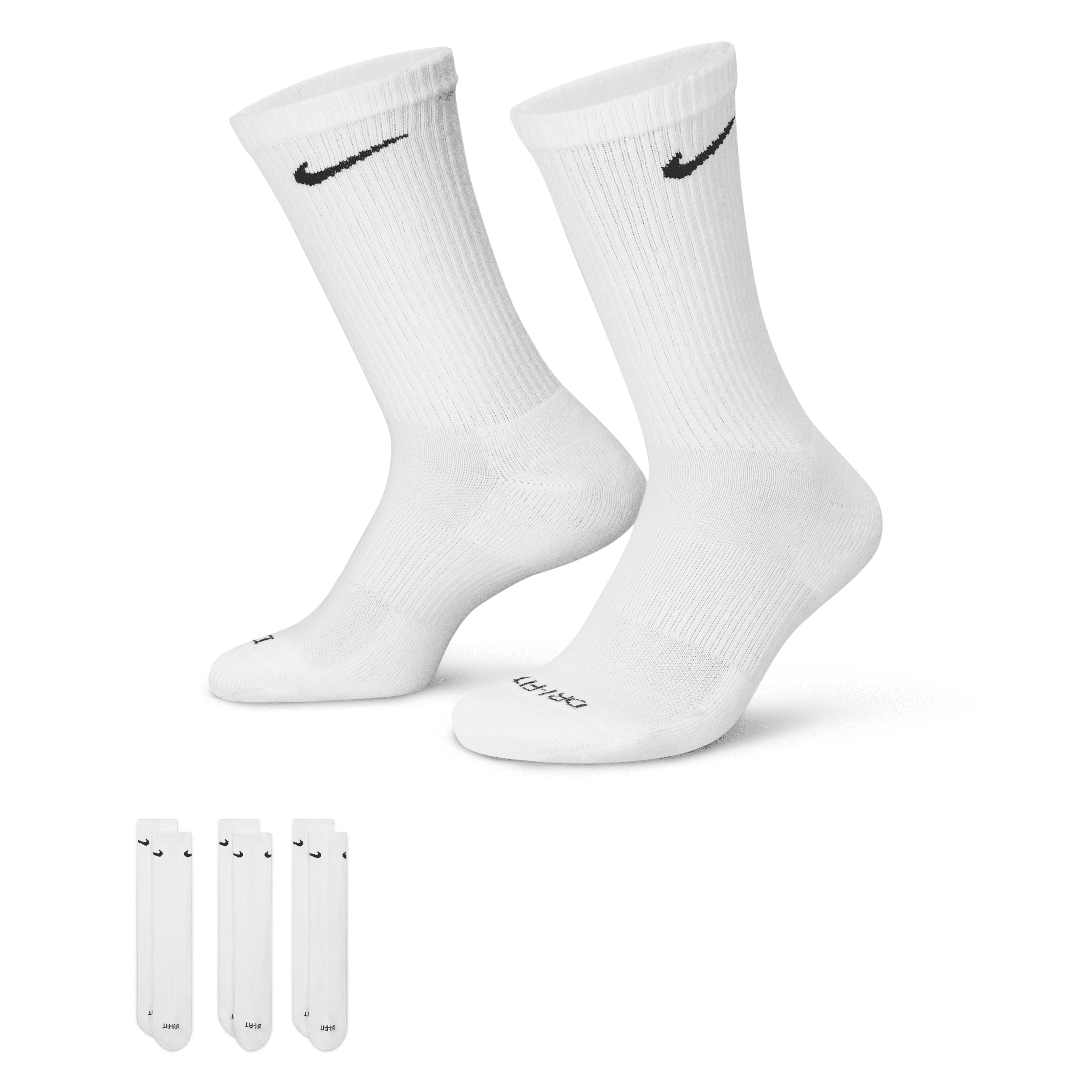 Nike Unisex Everyday Plus Cushioned Training Crew Socks (3 Pairs) in White | SX6888-100 | Nike (US)