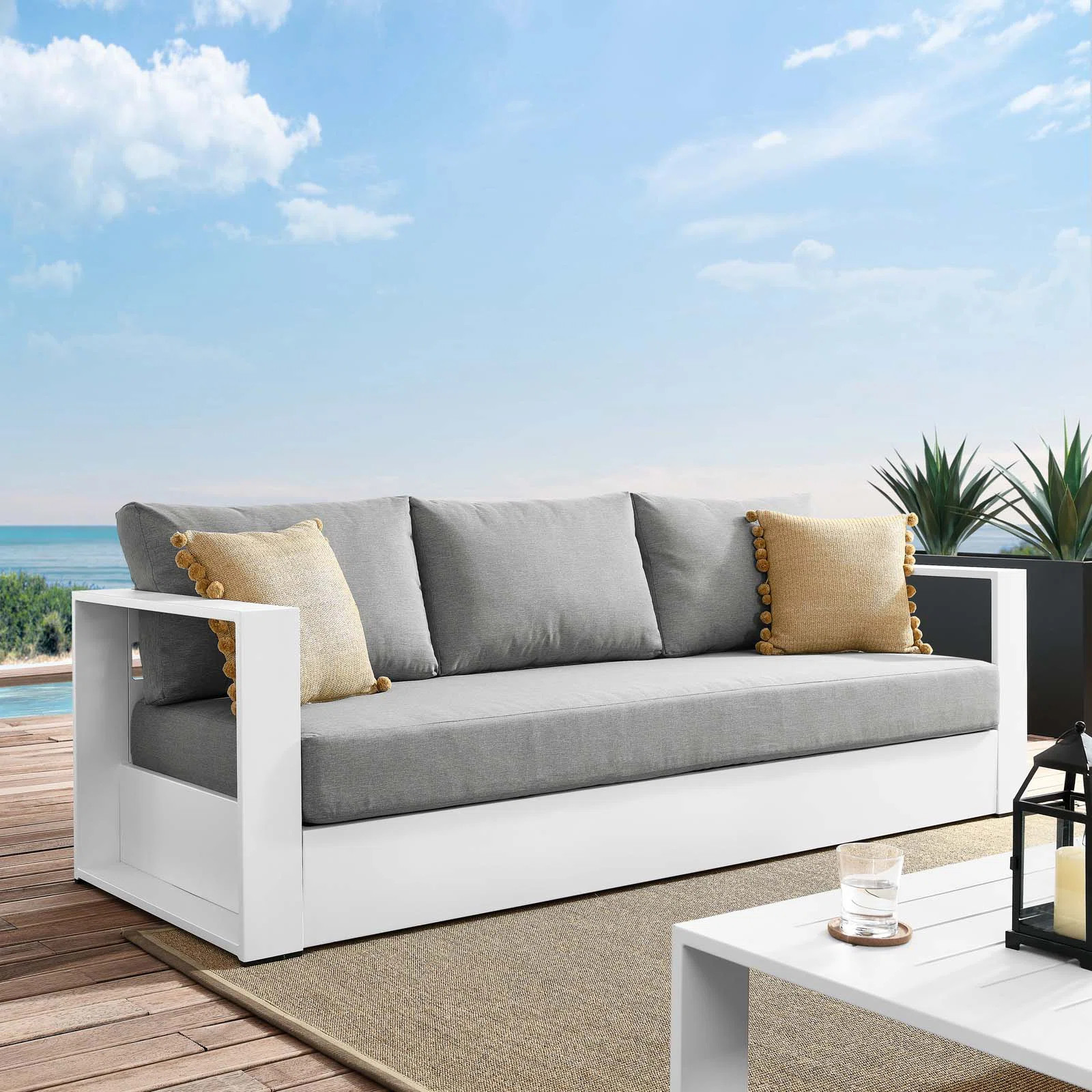 Modway Tahoe Outdoor Patio Powder-Coated Aluminum Sofa | Wayfair North America