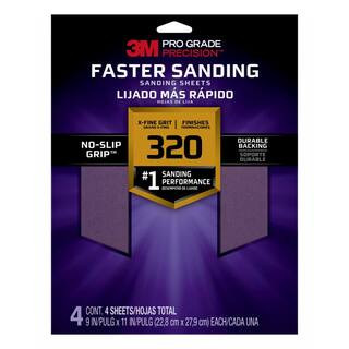 3M Pro Grade Precision 9 in. x 11 in. 320 Grit Faster Sanding Sheets x-Fine (4-Pack) 26320PGP-4 -... | The Home Depot