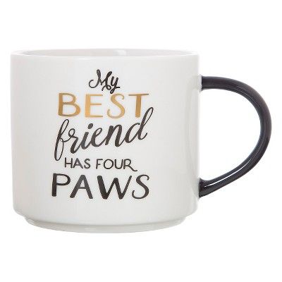 15oz Porcelain My Best Friend Has Four Paws Stackable Mug White/Black - Threshold™ | Target