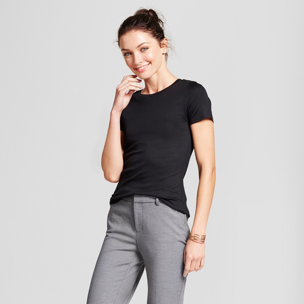 Women's Fitted Short Sleeve Crew T-Shirt - A New Day Black XS | Target