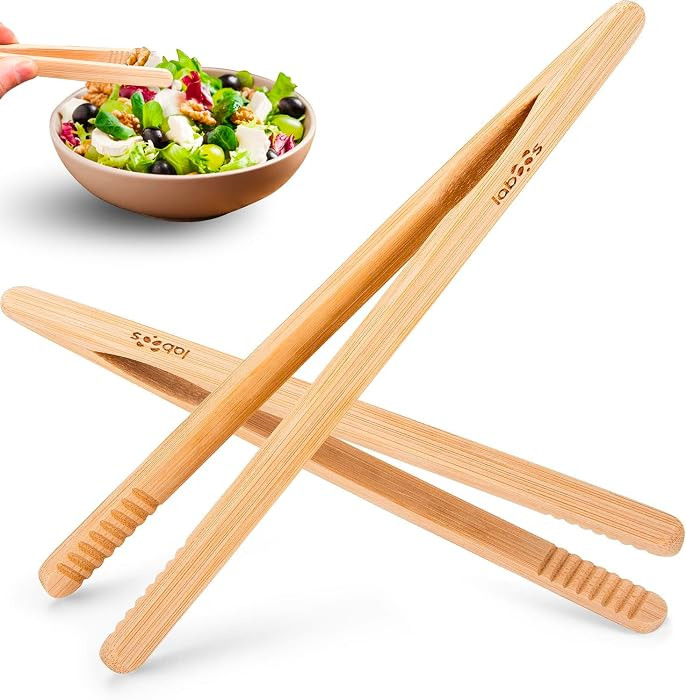 2-Pack Classic 8.7\u201d Bamboo Toast Tongs \u2013 Natural Wooden Tongs for Toaster,Tongs for Coo... | Amazon (US)
