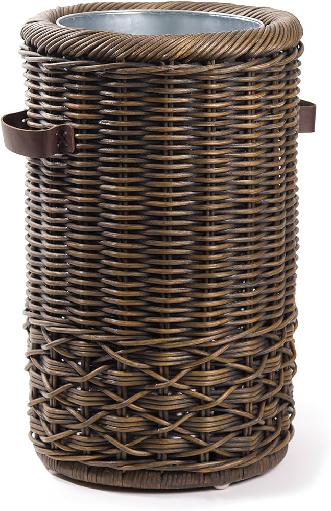 The Basket Lady Wicker Umbrella Stand, 12.5 in Dia (9.5 in Inside) x 20 in H, Antique Walnut Brow... | Amazon (US)