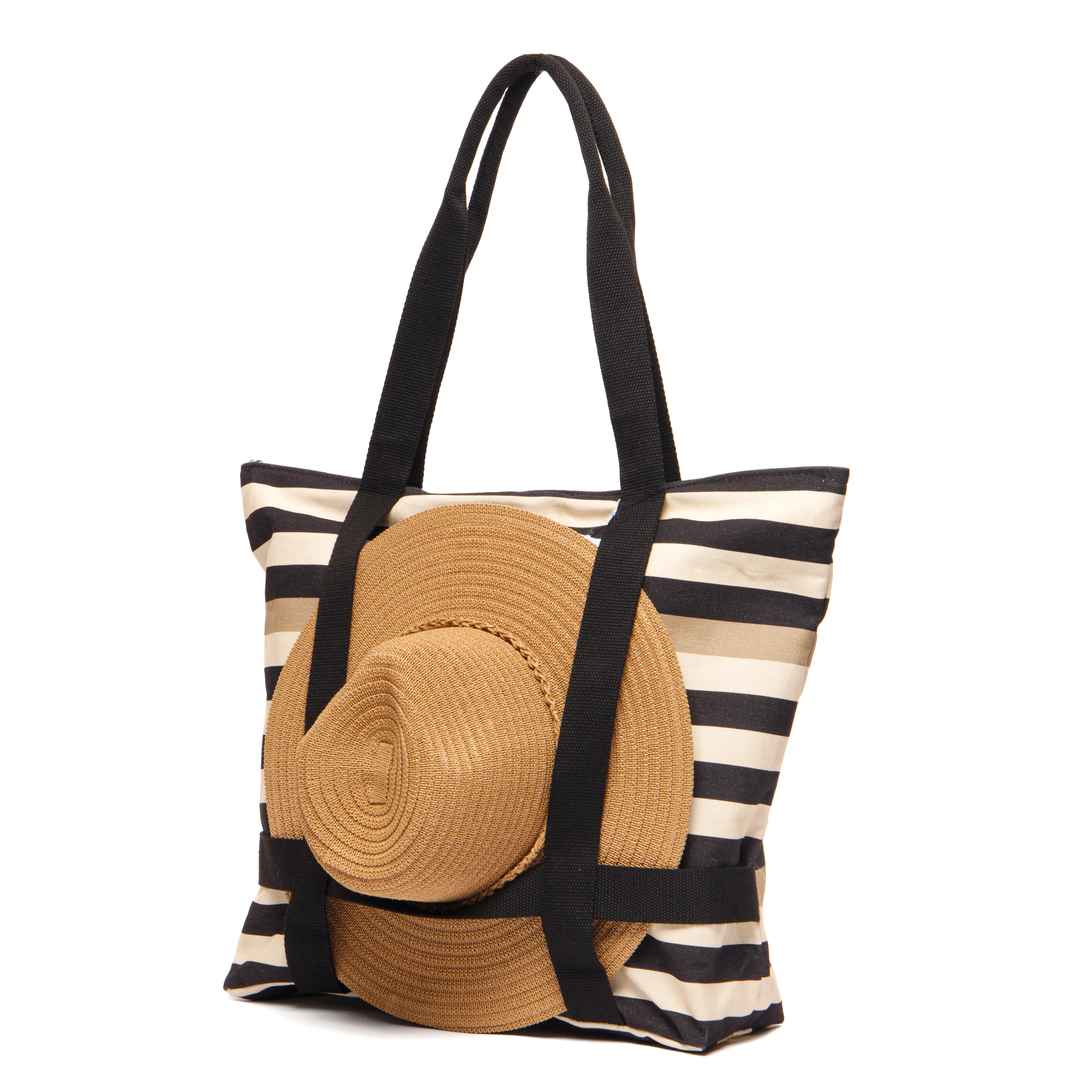 Jetty - Canvas Striped Tote with Hat Holder | San Diego Hat Company