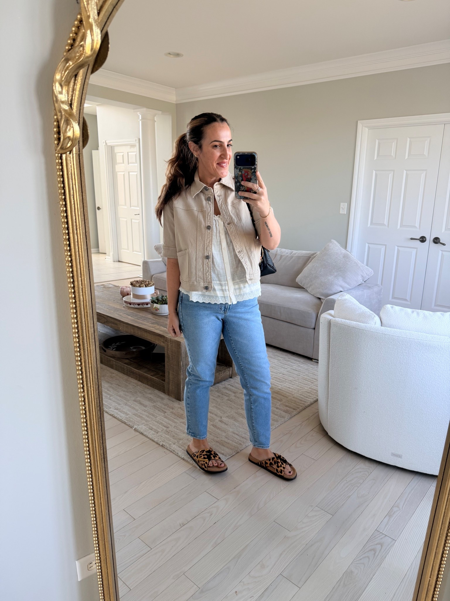 A little ootd! 
Size medium in the jacket, also added affordable options. Medium in the top and tts in jeans size 8. 

#LTKOver40 #LTKSeasonal #LTKootd