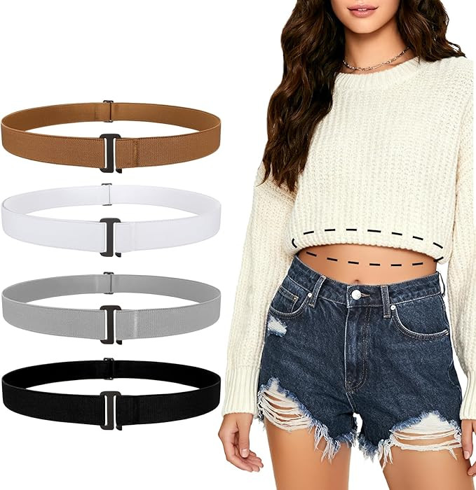 JASGOOD 3/4/5/6 Pack Women Adjustable Crop Top Band Sweater Tuck Band Invisible Strap Belts Elast... | Amazon (US)