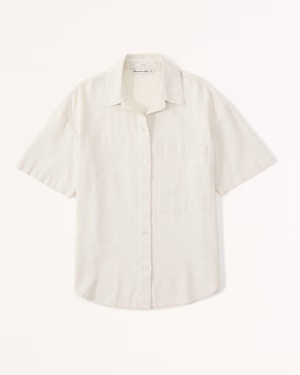 Oversized Short-Sleeve Linen-Blend Shirt | Abercrombie & Fitch (UK)