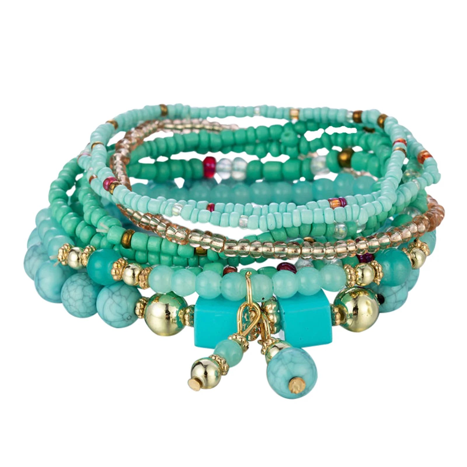 duhgbne fashion stackable bead bracelets ladies mens stretch multilayer bracelet set multicolor j... | Walmart (US)