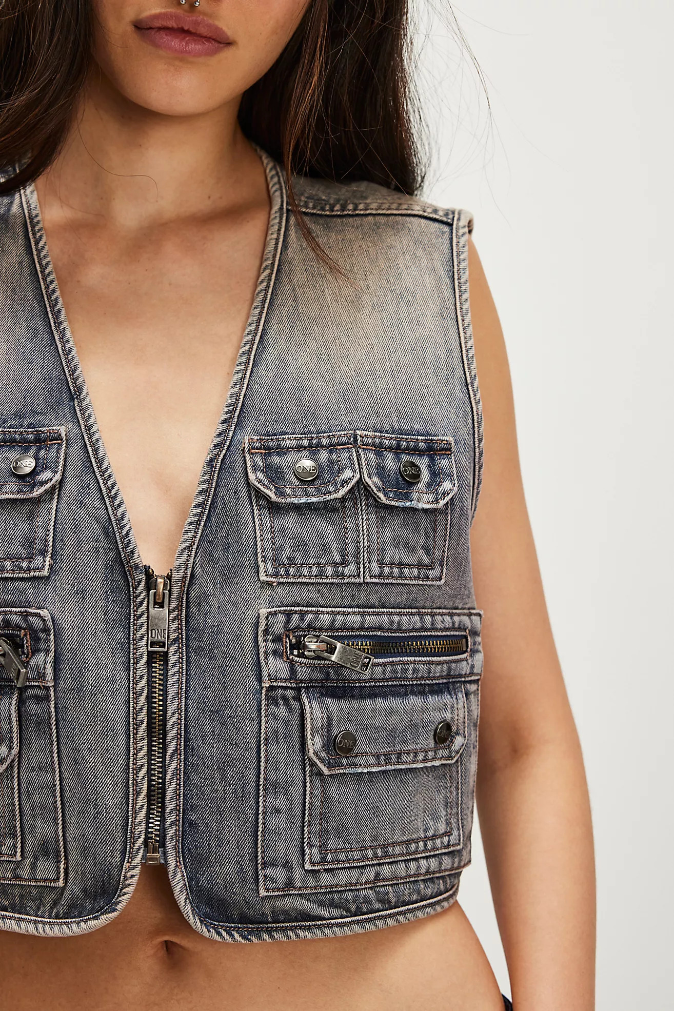 OneTeaspoon Cropped Utility Vest | Free People (Global - UK&FR Excluded)