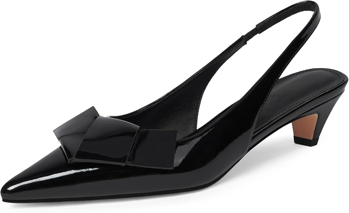 Modatope Kitten Heels for Women Bow Pointed Closed Toe Slingback Low Heels Sandals Women Pumps We... | Amazon (US)