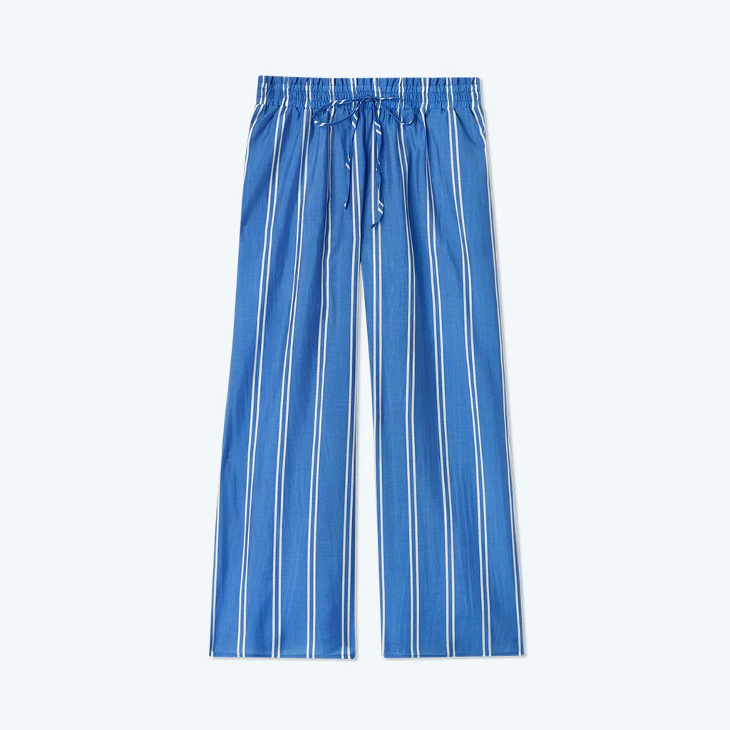 The Effortless Crop Wide Leg Pant - French Stripe in Indigo | SummerSalt