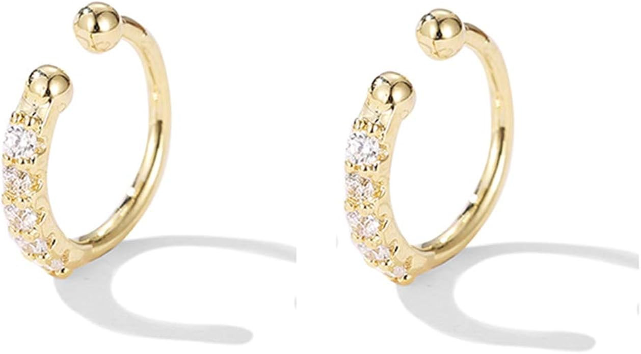 SLUYNZ Sterling Silver CZ Ear Cuff Clip On Earrings for Women No Piercing Cartilage Earrings | Amazon (US)