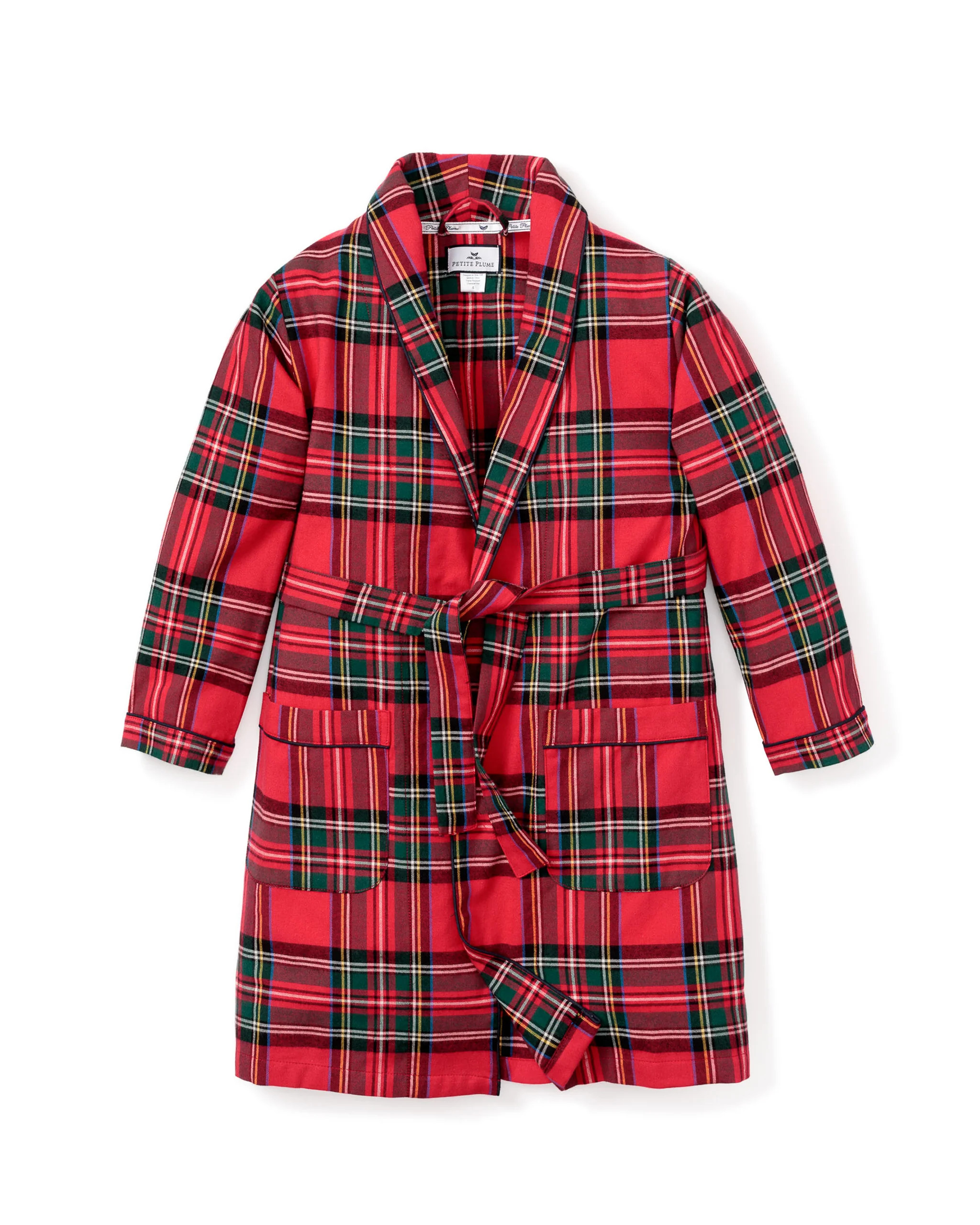 Kid's Brushed Cotton Robe in Imperial Tartan | Petite Plume
