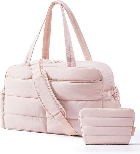 BAGSMART Gym Bag for Women, Lightweight Puffer Duffle Bag 2-PC Travel Bag, 31L Weekender Overnigh... | Amazon (US)