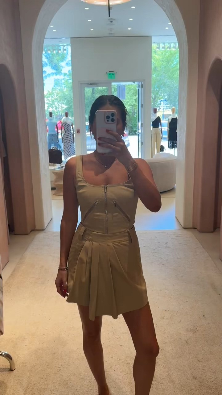 Such a cute set! This top fits almost like a corset 🤎 I feel like we are going to be seeing a lot of ruching this upcoming fall- excited to wear this skirt year round. 

 #LTKStyleTip