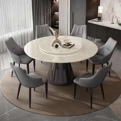 Light Luxury Modern Marble Round Dining Table Set | Wayfair North America