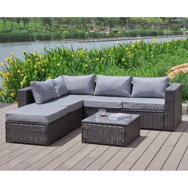 Nivek 4 Pieces Outdoor Patio Furniture Set All Weather,With Tempered Glass Tabletop | Wayfair Professional