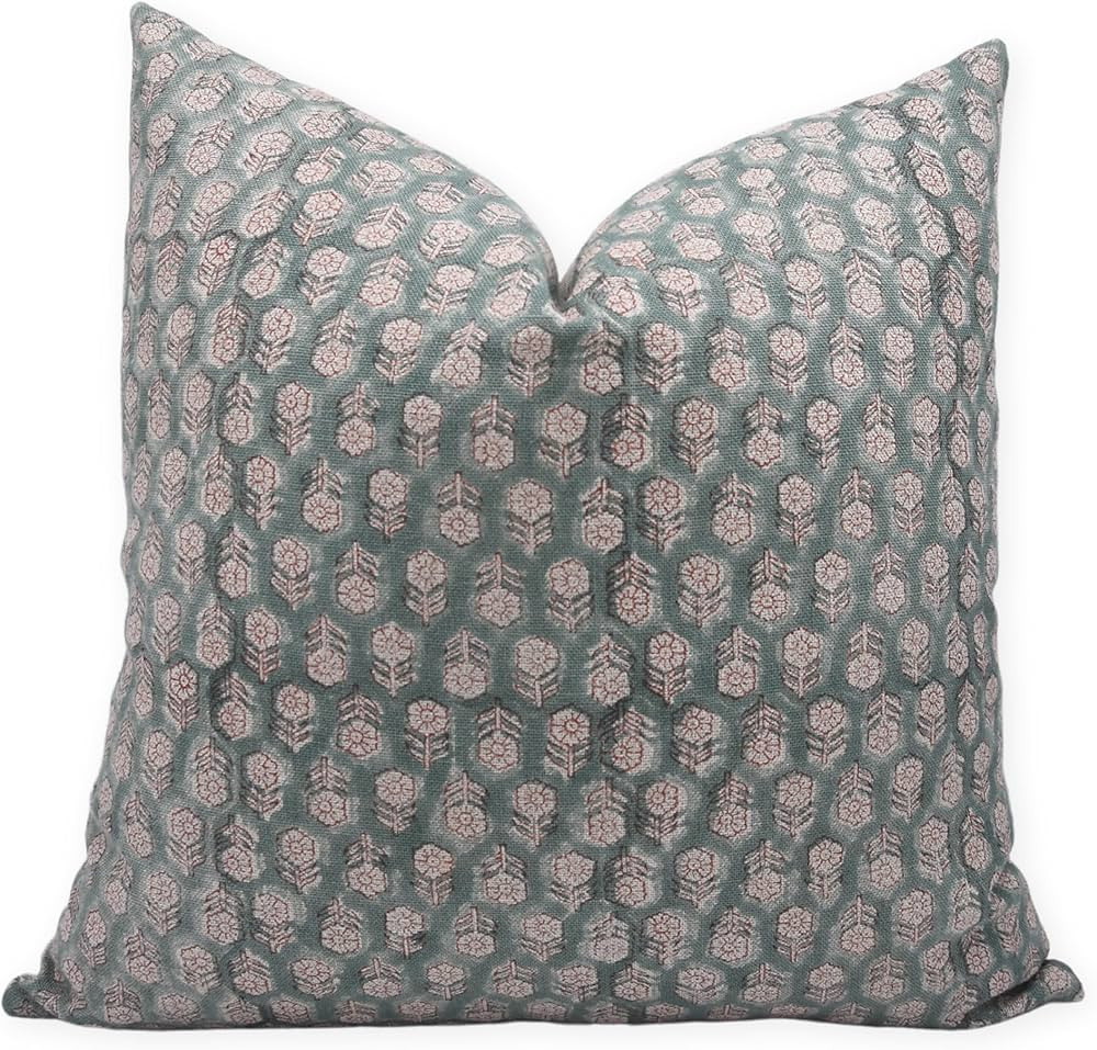 Thick Linen Throw Pillow Cover, Outdoor Pillow with Handloom Print, Sustainable Handmade Cushion ... | Amazon (US)