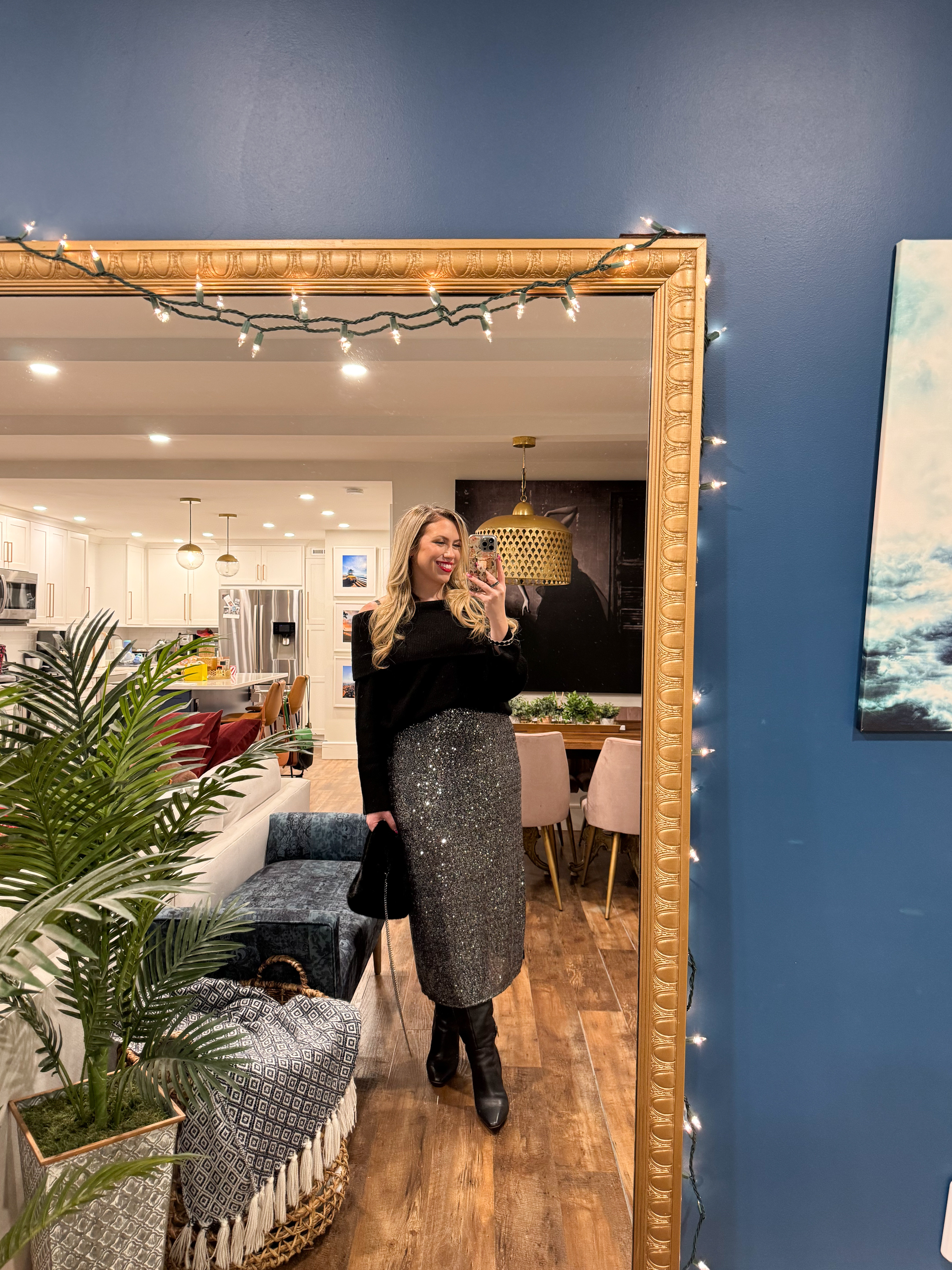 Perfect sequin midi skirt for Christmas, holidays or New Year’s Eve! Wearing a large but the waist is big. NYE outfit, New Year’s Eve outfit, Christmas outfits, holiday outfits 

#LTKHoliday #LTKMidsize #LTKStyleTip