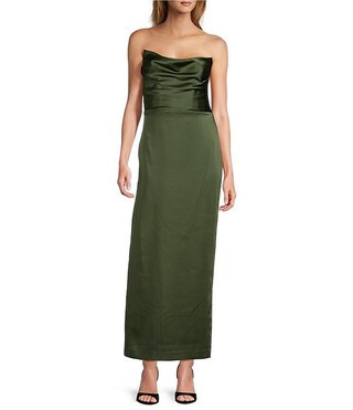 Melody Satin Cowl Neck Strapless Sheath Dress | Dillard's