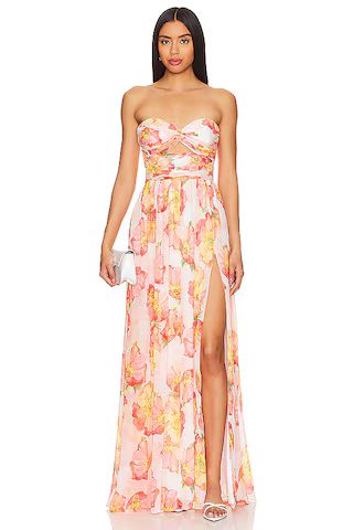 Katie May Adele Gown in Apricot Poppy from Revolve.com | Revolve Clothing (Global)