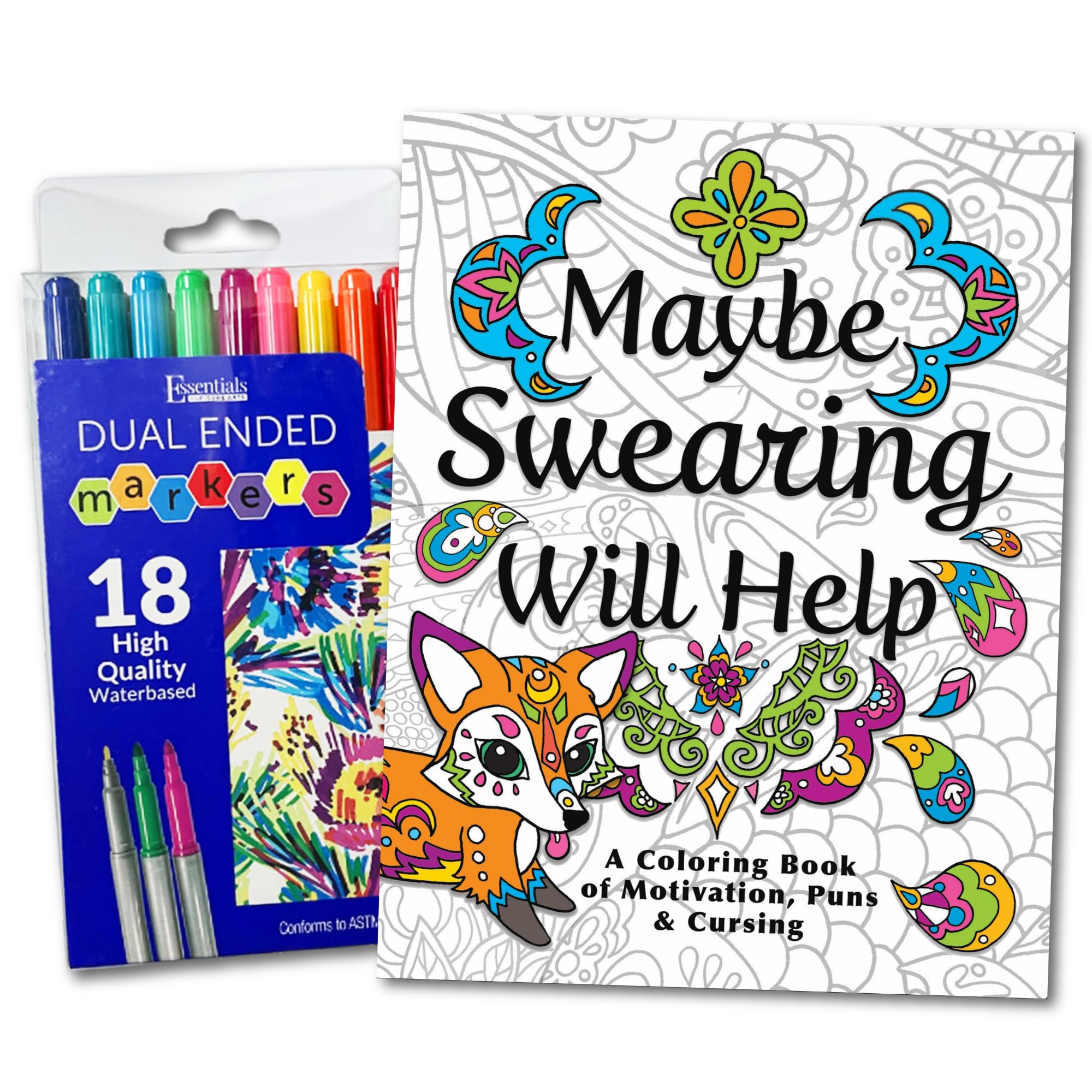 Maybe Swearing Will Help Adult Coloring Book Set - for Adults Relaxation with Markers in a Case -... | Amazon (US)